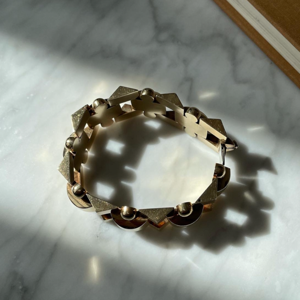 Vintage Sculptural 14k Gold Bracelet