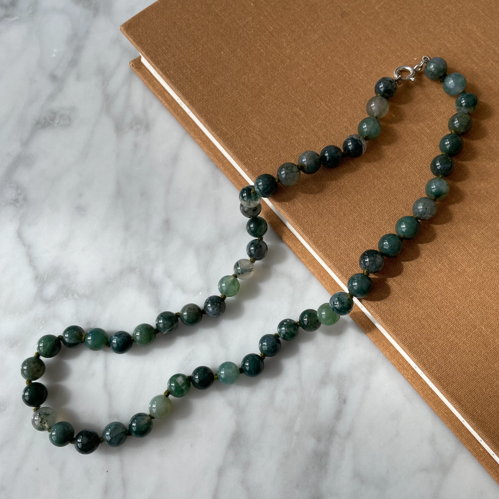 Sterling Silver & Scottish Moss Agate Necklace